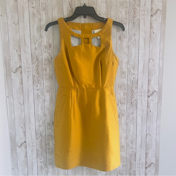 Maeve Gold Silk Sheath Mini Dress - Picture 1 of 5